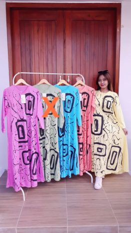 Baju Gamis Kaos Motif Lengan Panjang