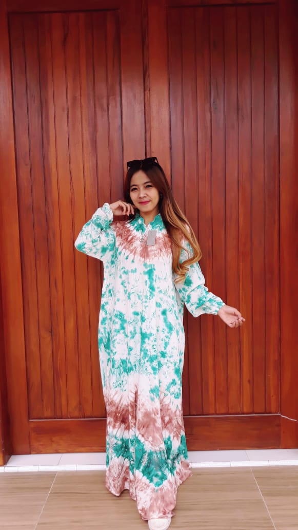 Baju Long Dress Batik Jumputan Panjang
