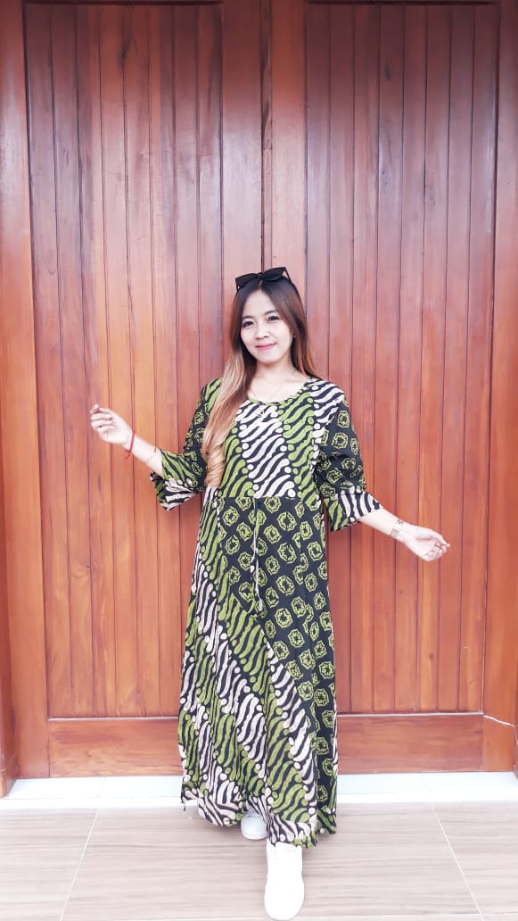 Baju Longdress Batik Maura Lengan 3/4