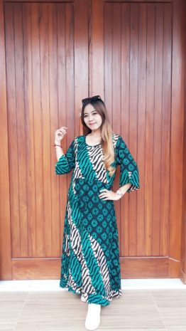 Baju Longdress Batik Maura Lengan 3/4