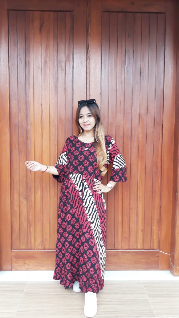 Baju Longdress Batik Maura Lengan 3/4