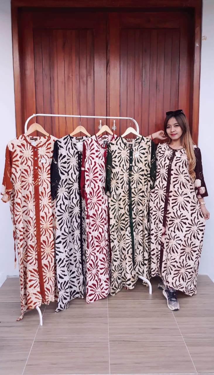 Jual Baju Longdress Batik Safana Lengan 3/4 | THEBATIK.CO.ID