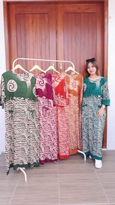 Baju Longdress Panjang Batik Lengan 3/4