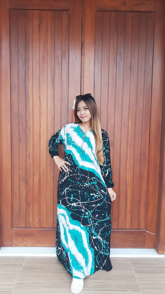 Gamis Batik Cap Abstrak Semi Payung
