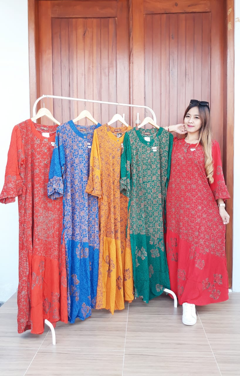 Jual Long Dress Batik Meisha Lengan Panjang | THEBATIK.CO.ID