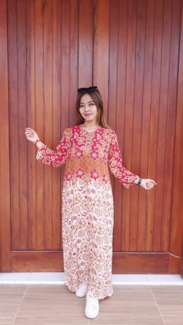 Long Dress Batik Pekalongan Lengan Panjang