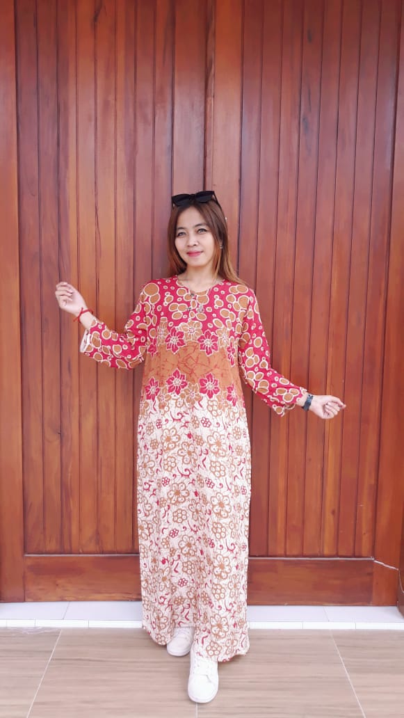 Long Dress Batik Pekalongan Lengan Panjang