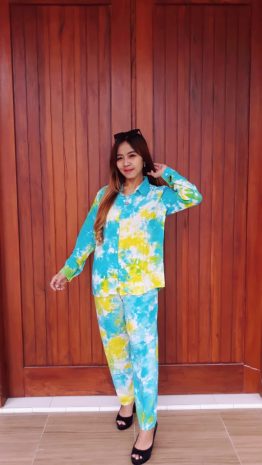 Setelan Batik Panjang Tie Dye Warna