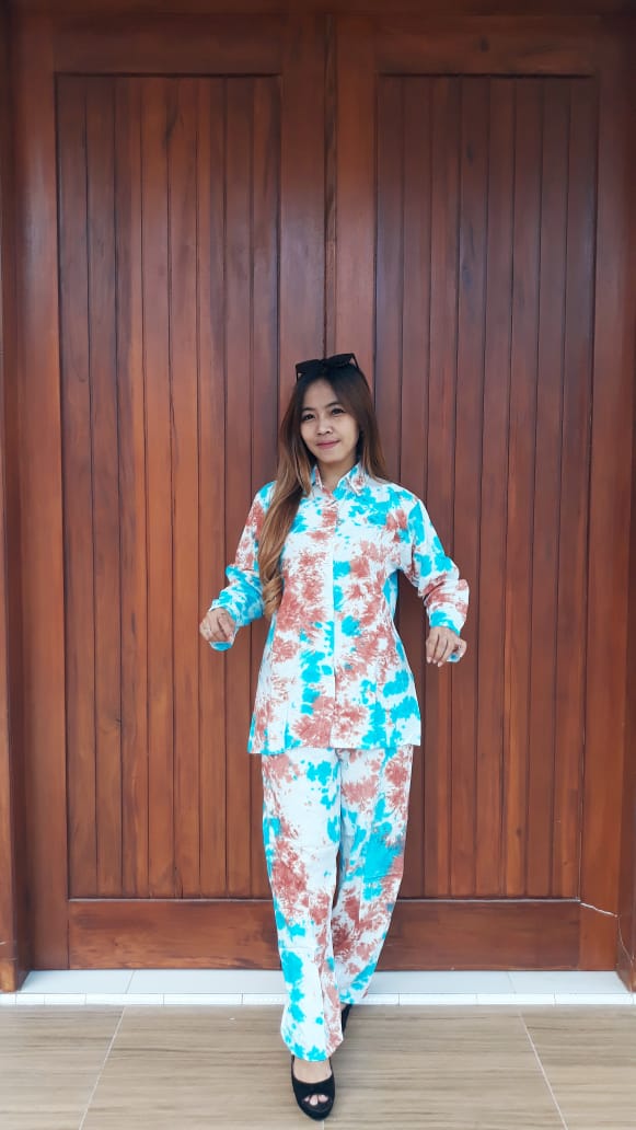 Setelan Batik Panjang Tie Dye Warna 4 THEBATIK CO ID