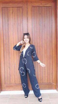 Setelan Outer Batik Tie Dye Hitam