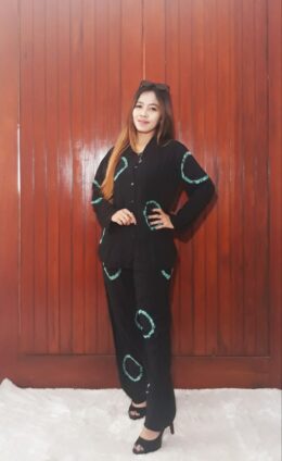 One Set Batik TieDye Ring Hitam Panjang