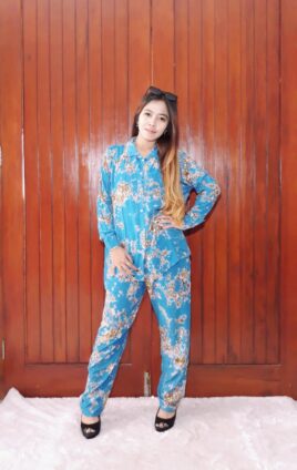 Setelan Batik Tie Dye Panjang Monokrom