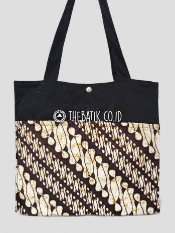 Tas Totebag Bahan Drill Kombinasi Saku Batik
