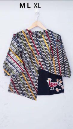 Baju Blus Casual Batik Ayam Kombinasi Polos