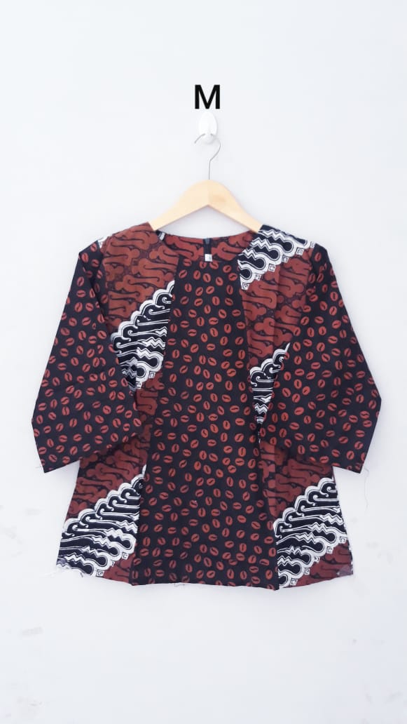 Baju Blus Kantor Batik Kombinasi Atasan Wanita