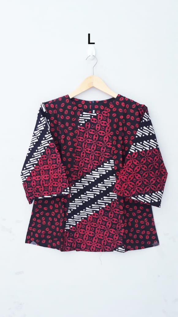 Baju Blus Kantor Batik Kombinasi Atasan Wanita