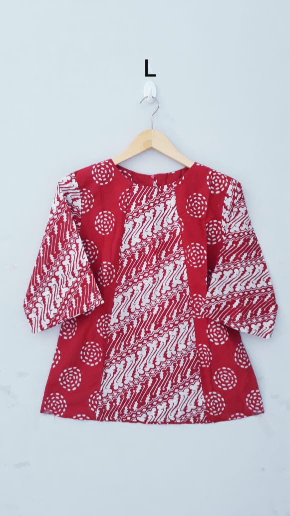 Baju Blus Kantor Batik Kombinasi Atasan Wanita