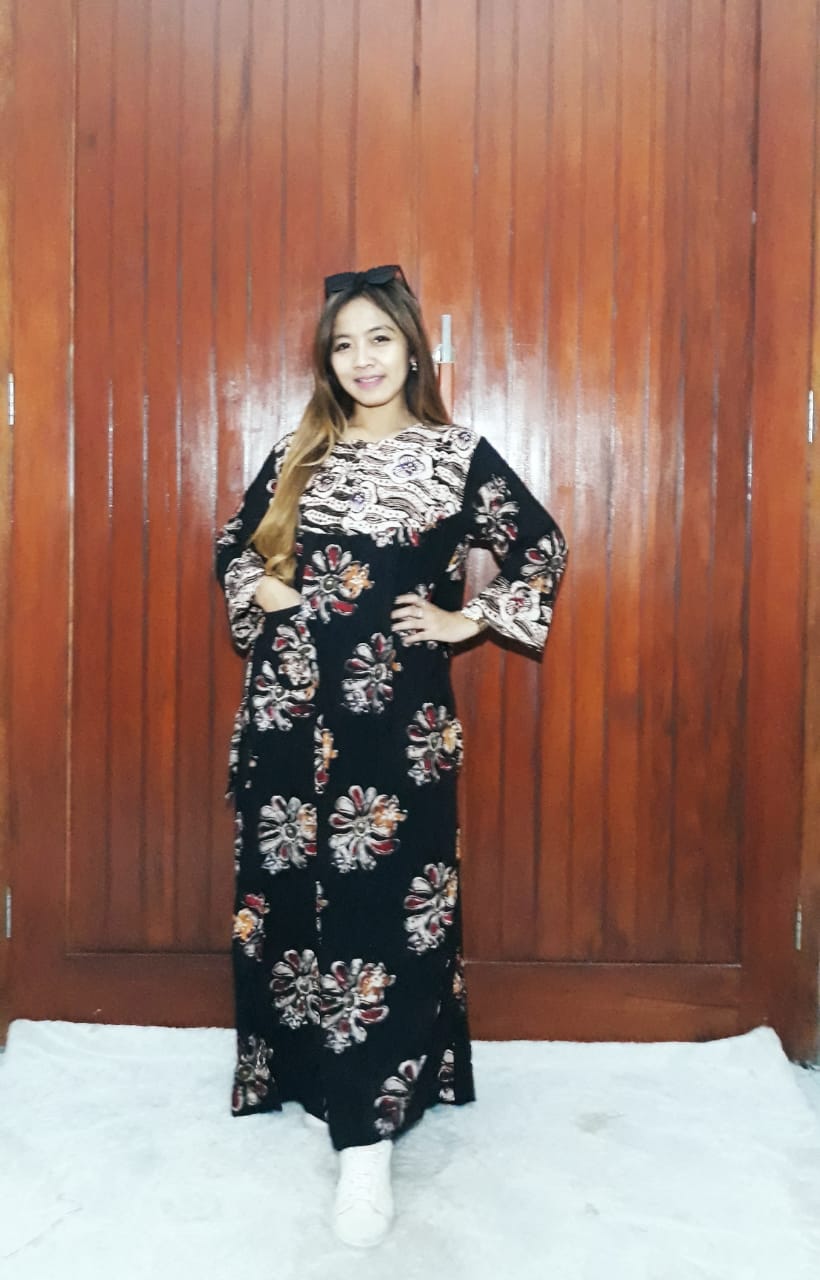 Baju Daster Batik Pekalongan Panjang Kembang Hitam