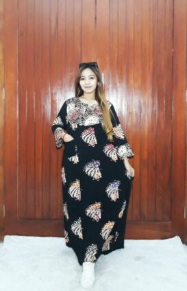Baju Daster Batik Pekalongan Panjang Kembang Hitam