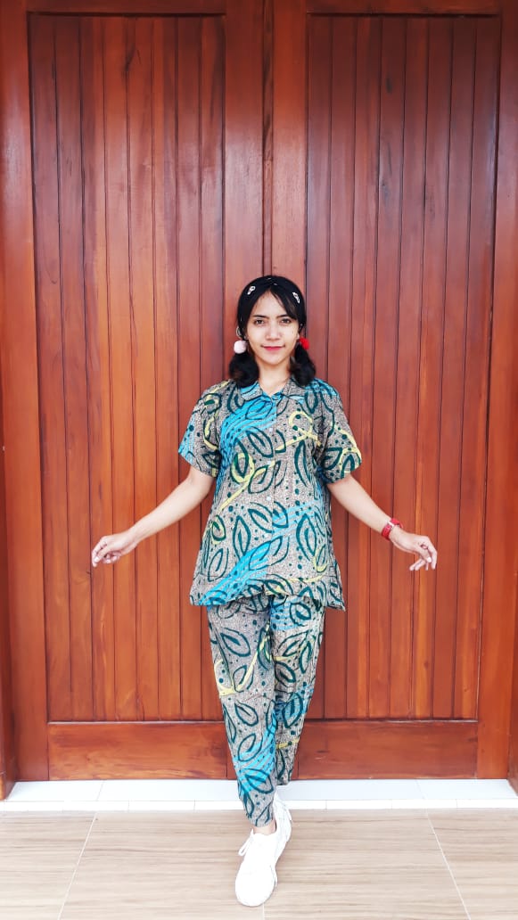 Jual Baju  One Set Wanita Batik Pendek  Santai WFH 