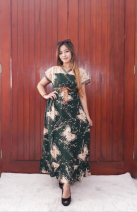 Baju Sackdress Batik Renda Panjang Kombinasi Brokat