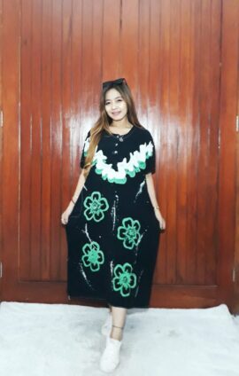 Daster Batik Ibu Jumbo Hitam Lengan Pendek