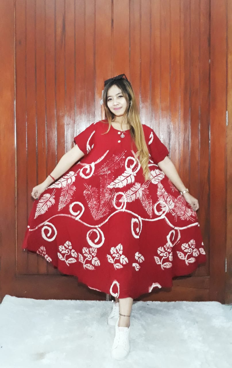 Daster Payung Klok Batik Kancing Depan Busui
