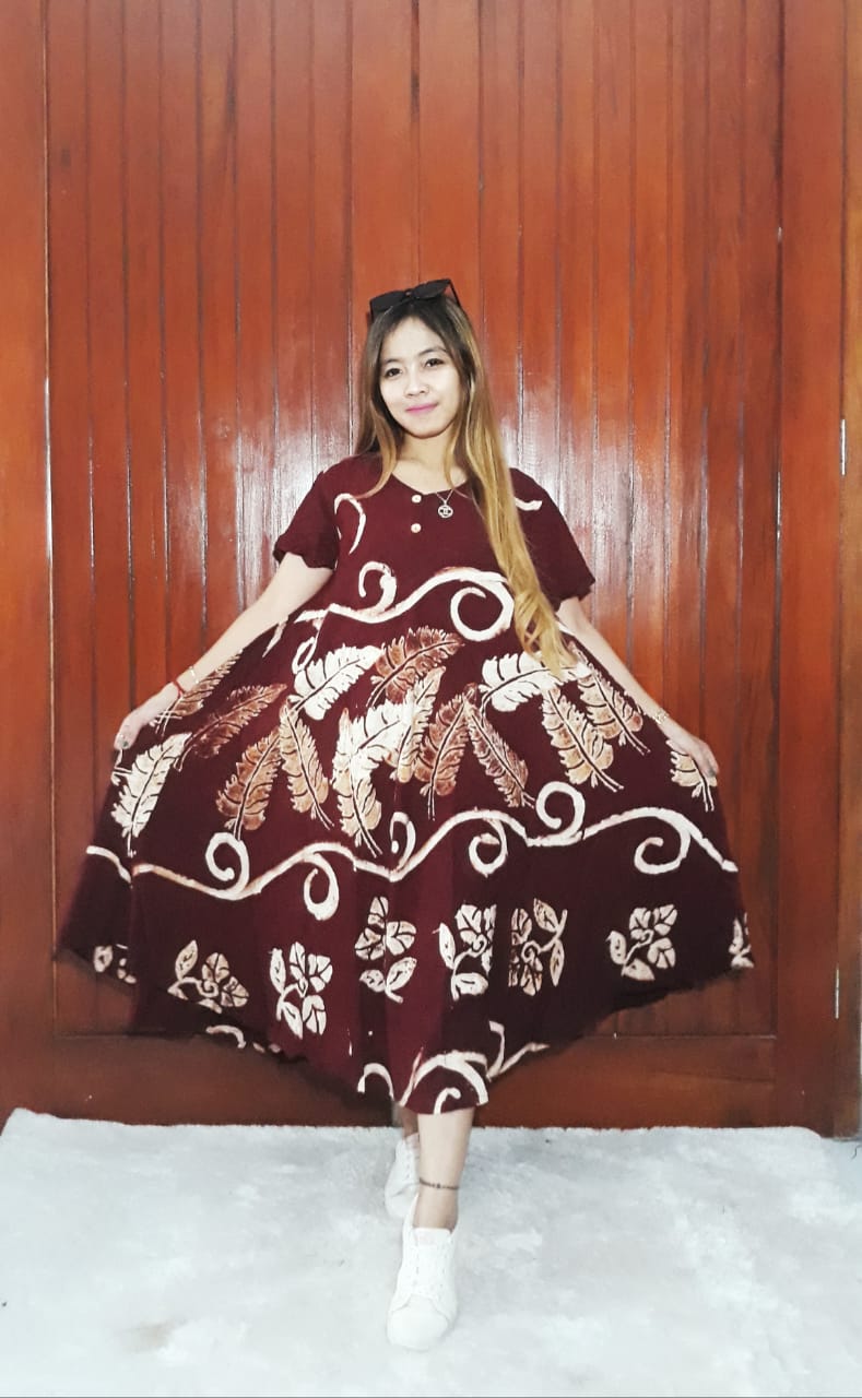 Daster Payung Klok Batik Kancing Depan Busui