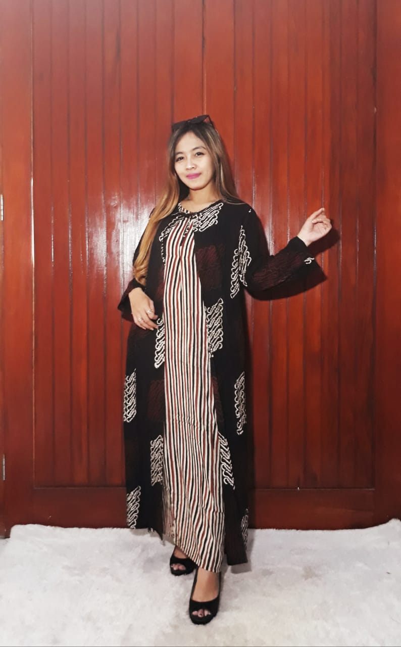 Gamis Batik Dress Maxi Long Dress Cardigan