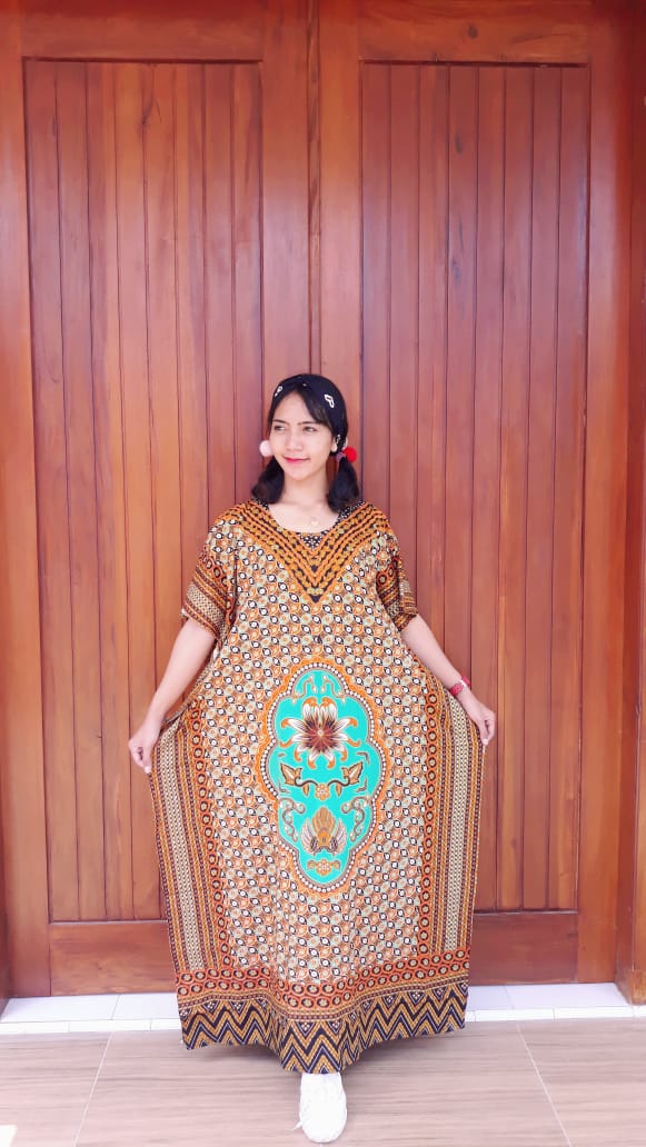 Long Dress Batik Lengan Pendek Ratu Busana