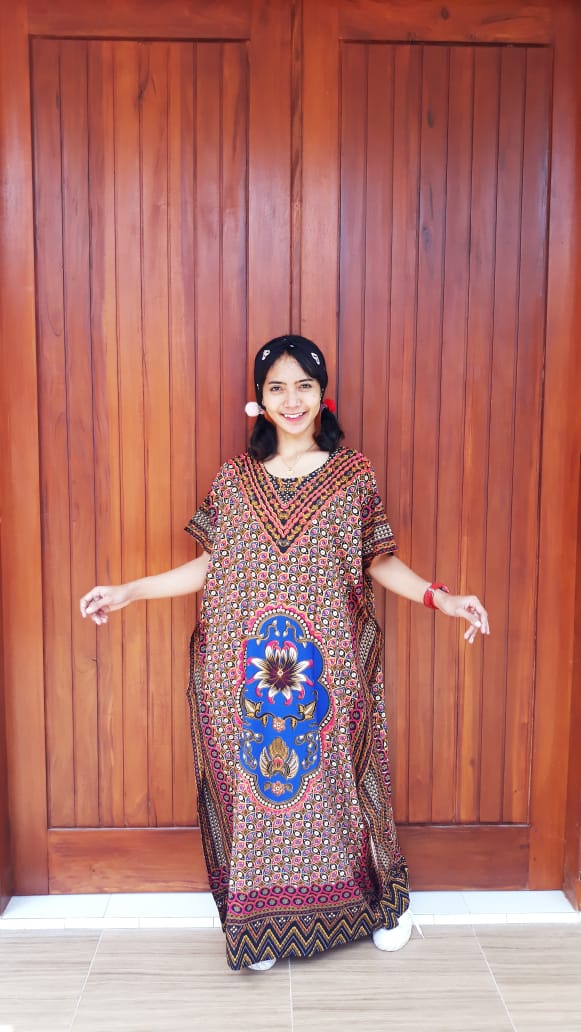 Long Dress Batik Lengan Pendek Ratu Busana