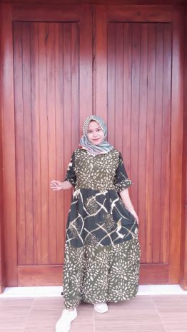 Long Dress Canda Susun Lengan 3/4