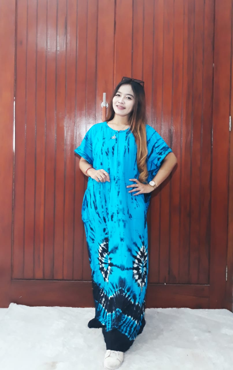 Longdress Batik Kelelawar Lengan Pendek Rayon Twill