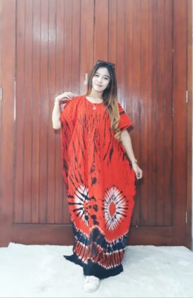 Longdress Batik Kelelawar Lengan Pendek Rayon Twill