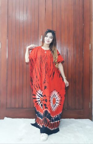 Longdress Batik Kelelawar Lengan Pendek Rayon Twill
