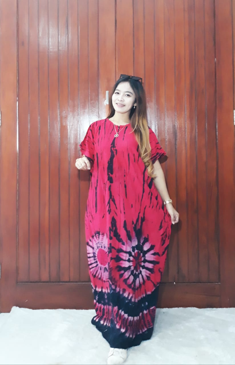 Longdress Batik Kelelawar Lengan Pendek Rayon Twill
