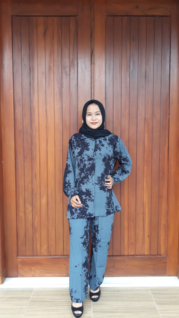 One Set Batik Monochrome Tie Dye Panjang
