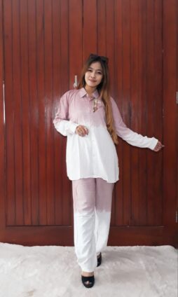 One Set Batik Rainbow Gradasi Putih Jumbo