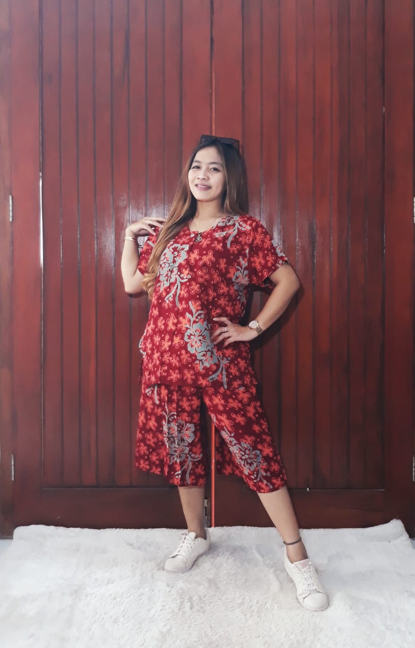 One Set Batik Wanita Setelan Kulot Pendek