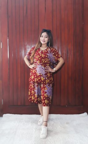 One Set Batik Wanita Setelan Kulot Pendek