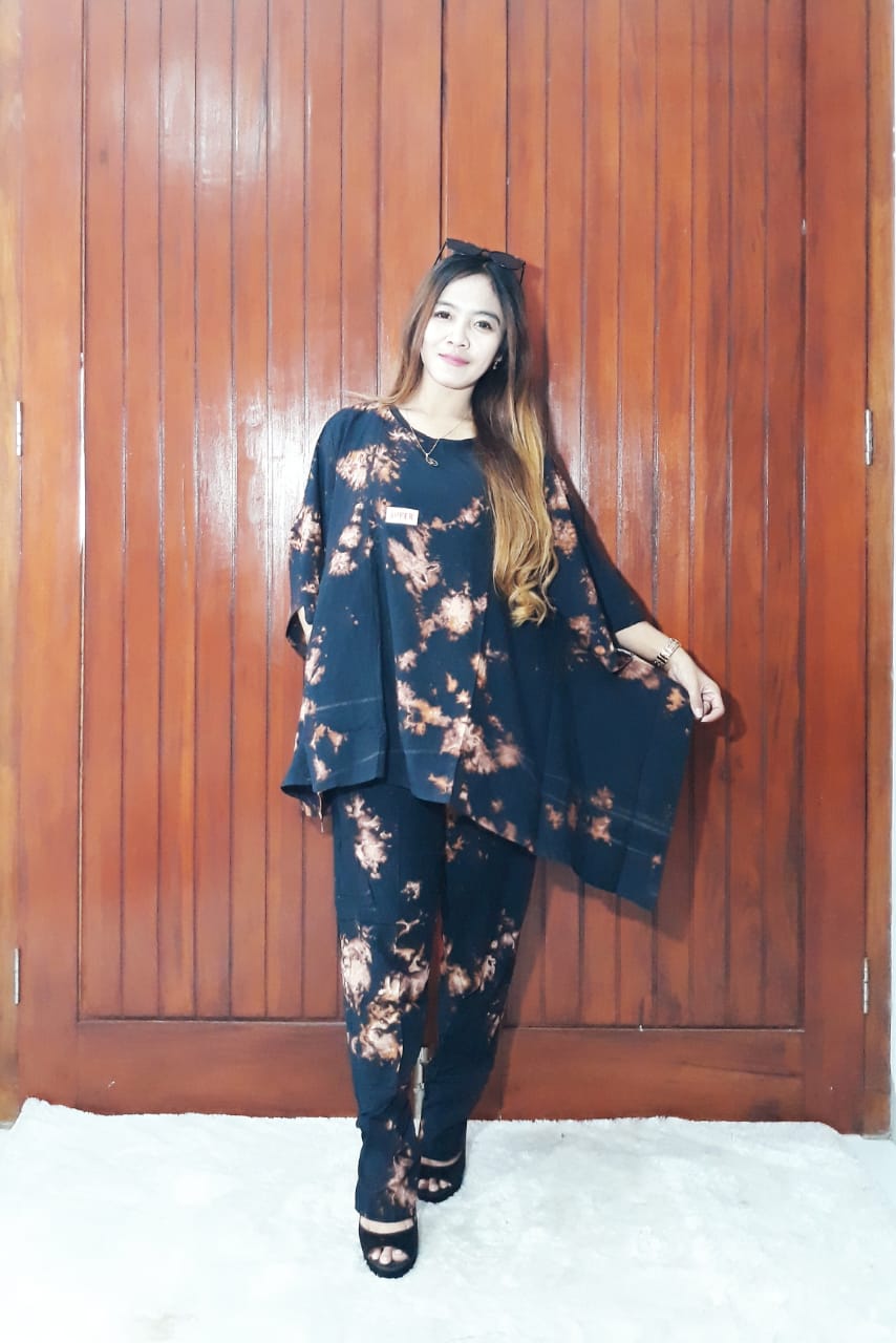 One Set Tie Dye Monochrome Bahan Rayon
