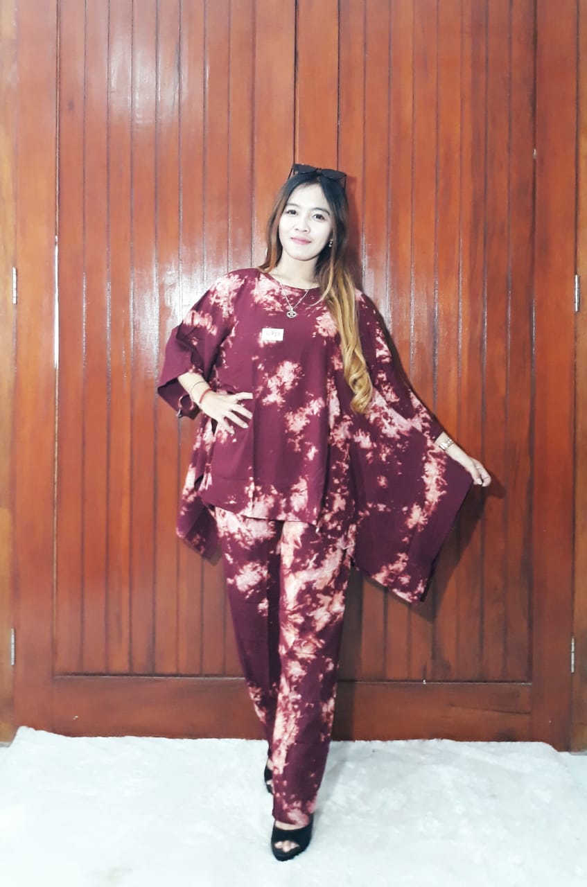 One Set Tie Dye Monochrome Bahan Rayon