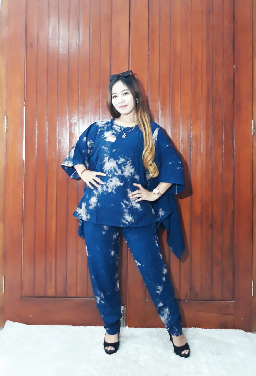 One Set Tie Dye Monochrome Bahan Rayon
