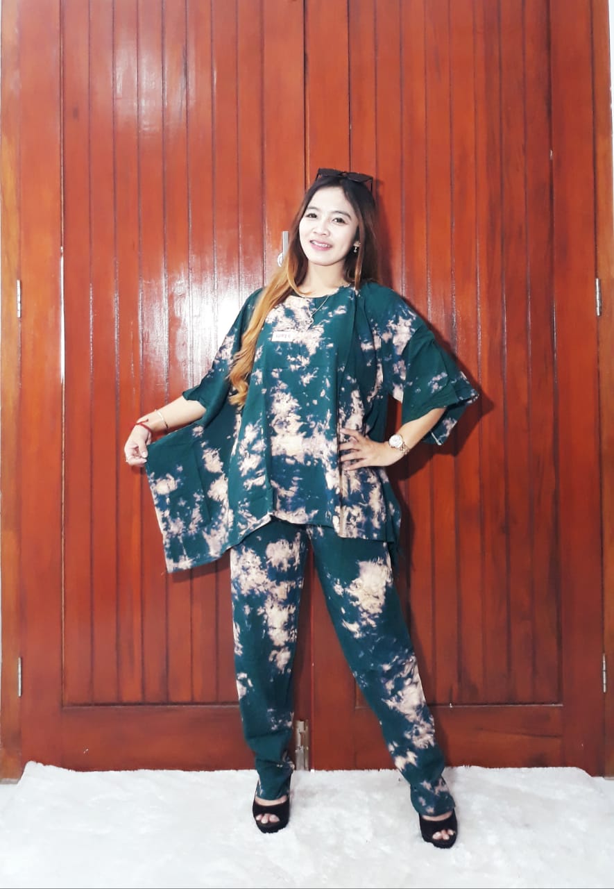 One Set Tie Dye Monochrome Bahan Rayon