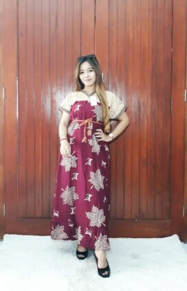 Sackdress Renda Batik Kombinasi Brokat Panjang