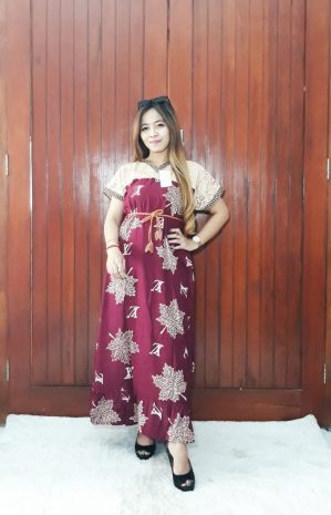 Sackdress Renda Batik Kombinasi Brokat Panjang