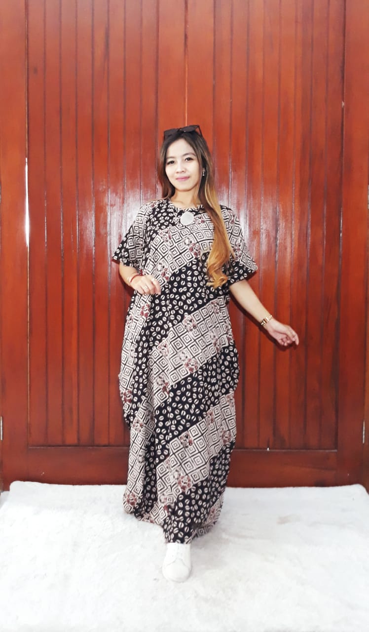 Baju Long Dress Batik Panjang Kelelawar Busui
