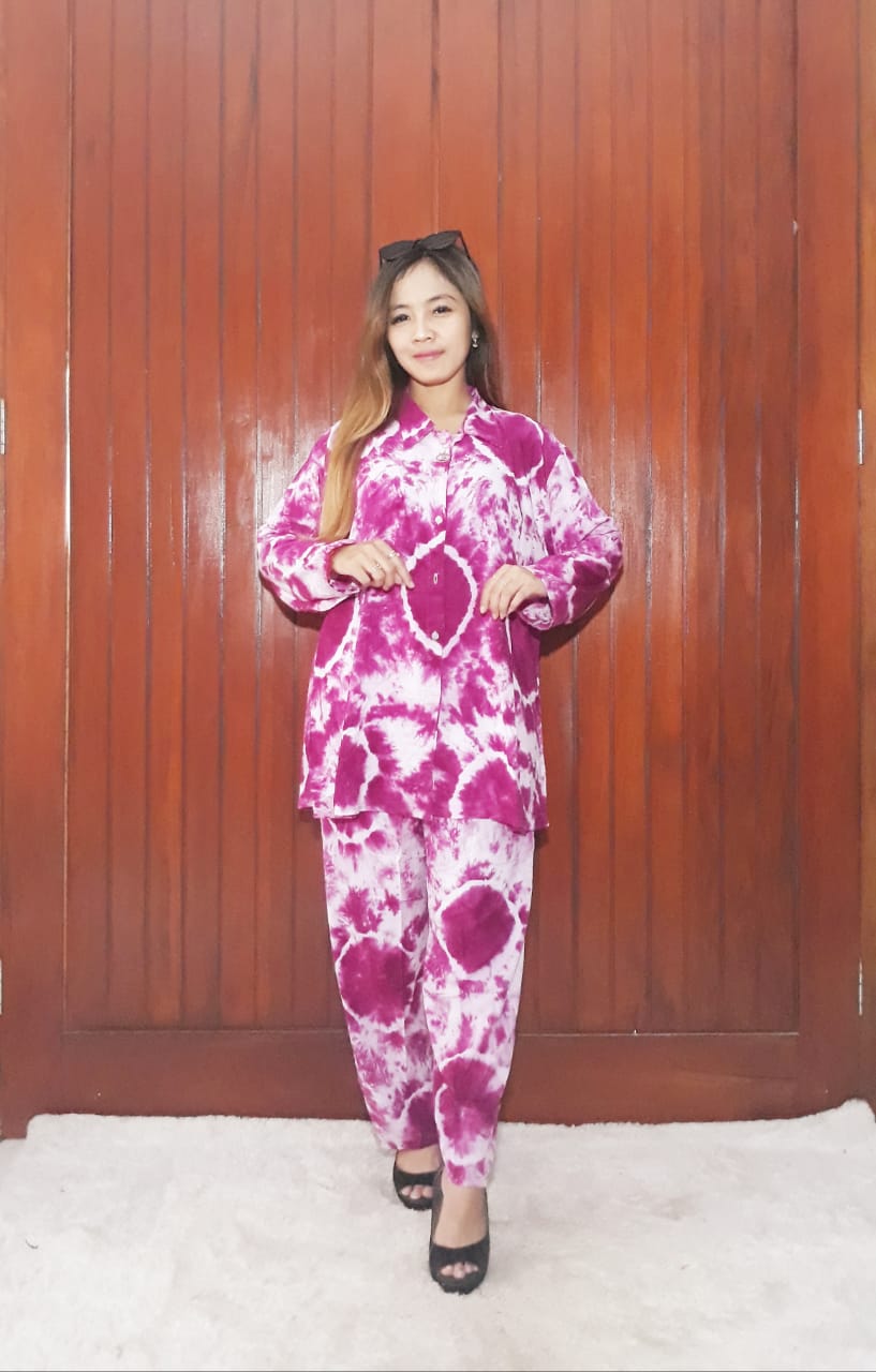 Baju One Set Tie Dye Setelan Jumputan Panjang