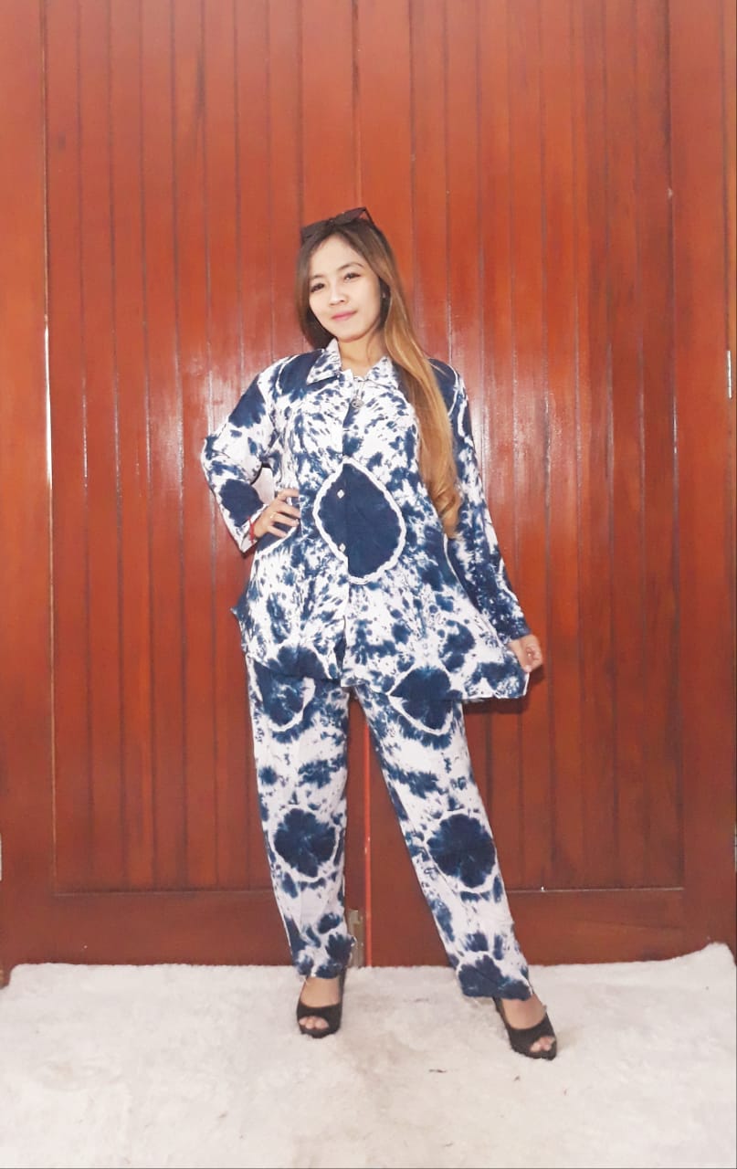 Baju One Set Tie Dye Setelan Jumputan Panjang