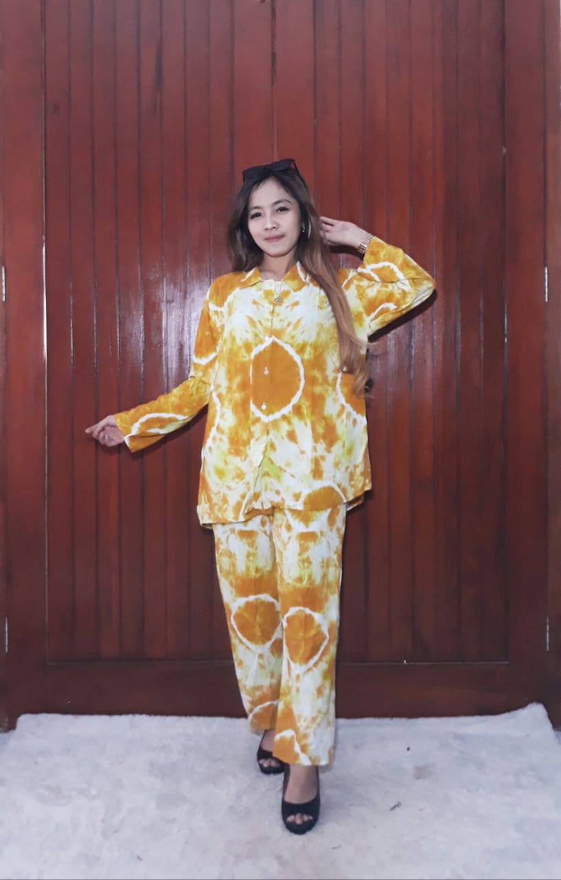 Baju One Set Tie Dye Setelan Jumputan Panjang